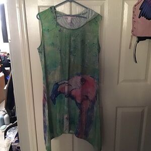 Flamingo Print High Low Dress